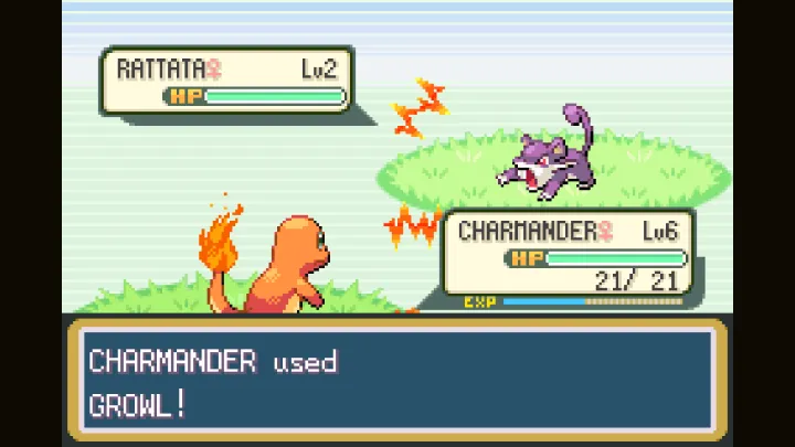 Pokemon Charmander used a growl at Rattata