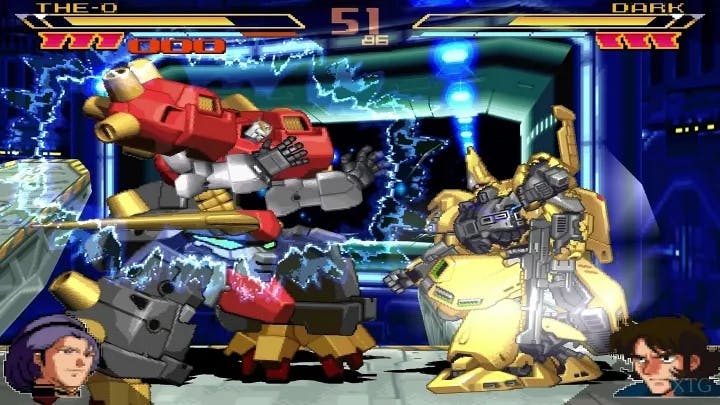 The-O used super attacks to Dark in Gundam battle Assault 2