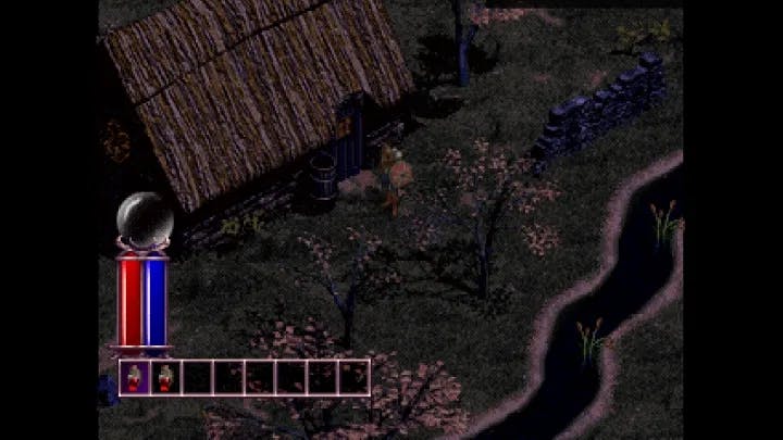 The main character explores the village in Diablo